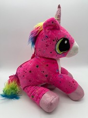 Carried Away Bags Dark Pink Unicorn with Stars Plush Stuffed Bag NWT
