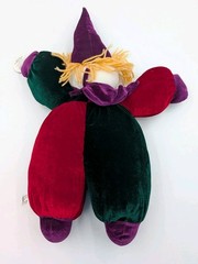 Vintage Toy Works Plush Clown Doll Velvet Colorblock 90s 1990s Y2K Mardi Gras