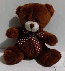 MINI BROWN PLUSH TEDDY BEAR WITH RED DOT BOW 6” STUFFED ANIMAL TOY CUTENESS