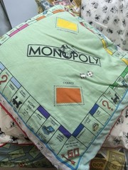 8 Monopoly Handmade Throw Porch Pillows Vtg 18″ Removable Cover Board-game Theme