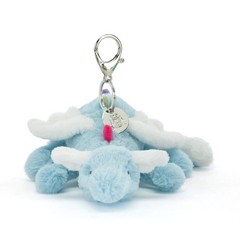 Jellycat Sky Dragon Bag Charm Baby Blue With White Wings Soft Plush Keychain