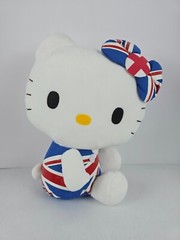 Hello Kitty United Kingdom Themed Plush Sideways 14 Inch Medium Size Round 1 New