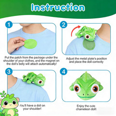 Magnetic Shoulder Chameleon Plush Toy, Soft Lizard Stuffed Animal Cosplay Access