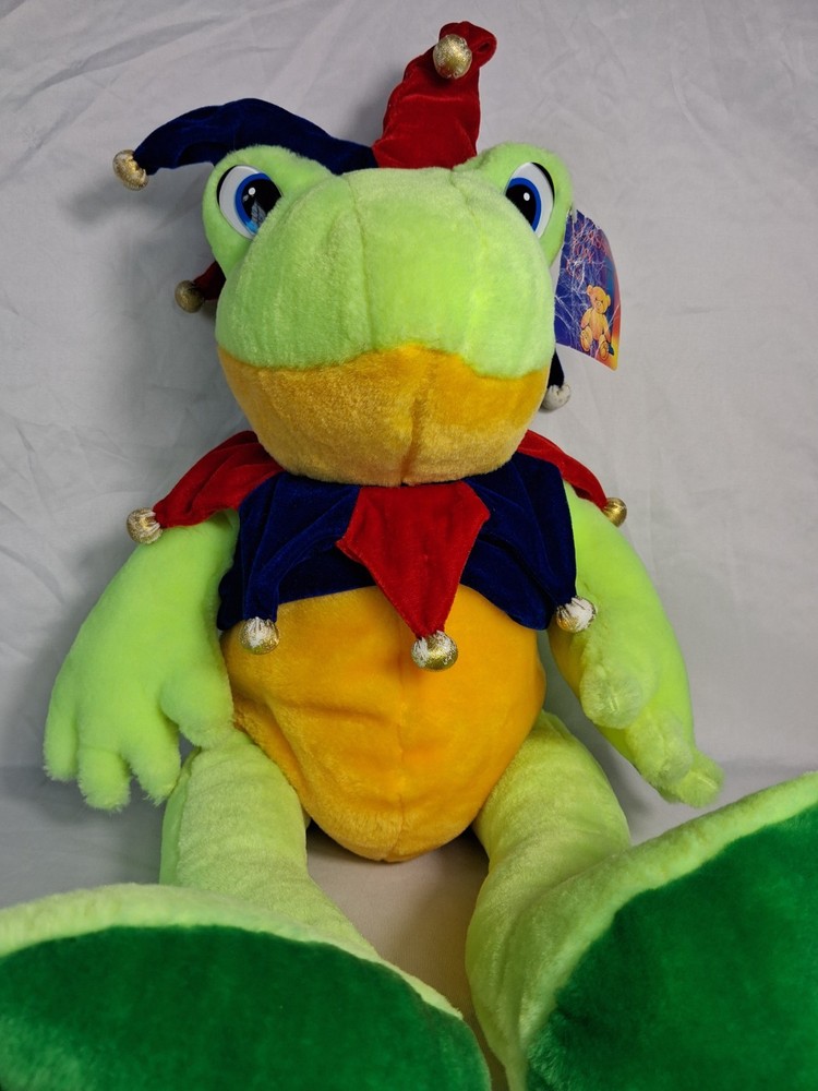 Classic Toy Co 2003 Jester Frog Plush Stuffed Animal 14″ Sit 22″-24″ Stand NEW