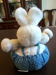 K B Bros. Stuffed Plush White Bunny Rabbit with Polka Dot Clothes