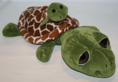 Petting Zoo Sea Turtle Mom 14″ Baby 4″ Plush Pocketz Georgia Sea Turtle Center