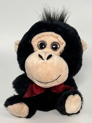 Walmart Jungle Monkey Plush Stuffed Animal Black Red Bow 6.25″ Soft