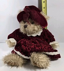 Russ Alexandria Jointed Plush Bear Red Velvet Dress And Hat 12”