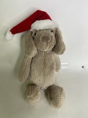 Chick Pea Puppy Dog Plush Red Santa Hat Stuffed Animal Toy Beige Brown