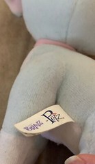 Vintage Bratz blue and white puppy dog pink ribbon Plush stuffed animal Y2K Petz