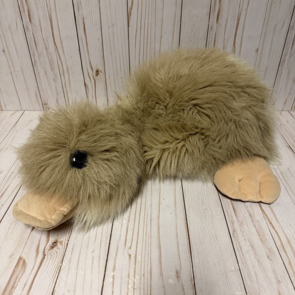 Ganz Googles Duck Plush Brown Tan Long Hair Floppy Laying Large 22 Inch Vintage