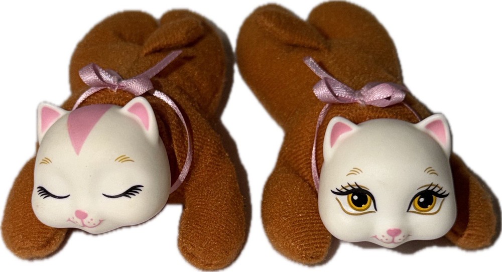 Kitty Surprise Baby Kittens LOT of 2 Plush Brown Pink White Cat Replacement Baby