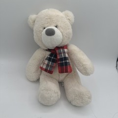 Aurora Tommy Plush White Polar Bear Plaid Ribbon Bow