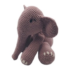 Handmade Crochet Elephant Plush Gray Stuffed Animal Soft Toy