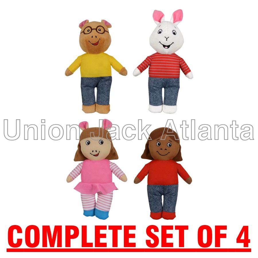 4 x PBS Kids Arthur Plush Dolls Complete Set of 4 Stuffed Animal Learning Gift