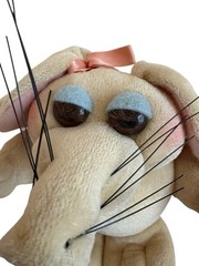 Vintage Heartline Snuggables Allie Rat Mouse Plush 1985 Cream and Pink