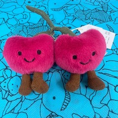 Jellycat Amuseables Cherries Bag Charm Key Chain Plush Cute Gift New with Tags