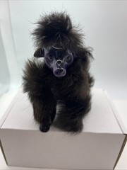 Vintage Purple Poodle Dog Figurine Black Real Fur 4” Collectible Gift- Japan