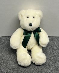 GANZ White Snowball the Bear Plush 10″ Stuffed Animal Green Bow HX6027