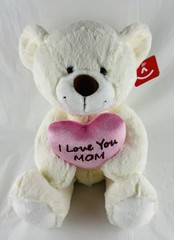 I Love You Mom 10″ Bear with Pink Heart – Soft Plush Animal -Mother’s Day
