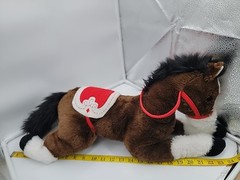 Toys R Us Plush Stuffed Dark Brown Horse 24″ Red Saddle Bridle Soft Stuffed Toy