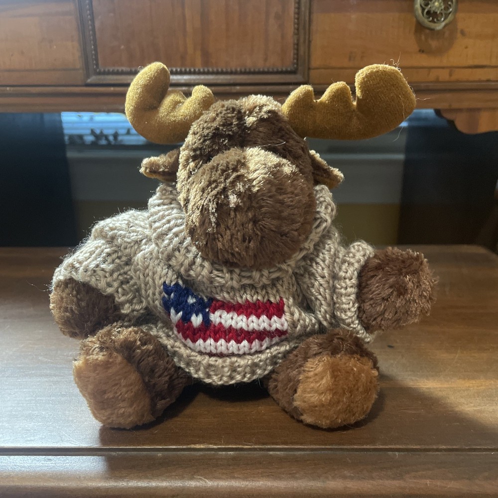 Vintage Stuffed Animal Moose 2001 Princess Soft Toys Inc. Toys with sweater