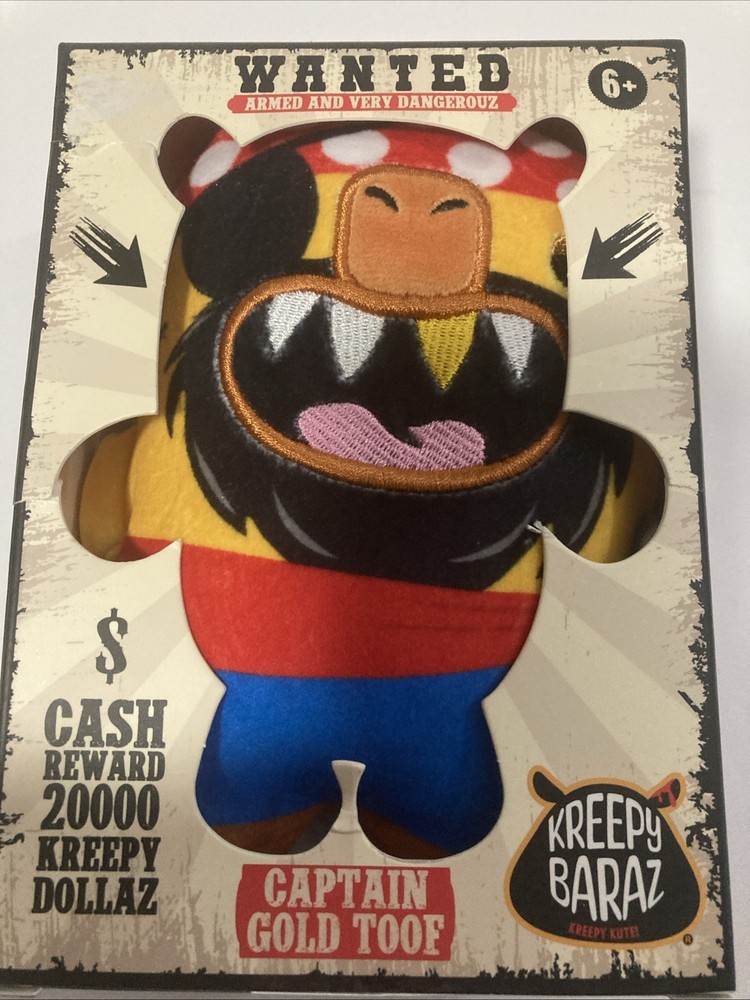 Kreepy Baraz 6″ Capt Gold Toof Stuffed Animal Doll NIB