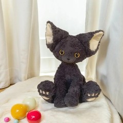 Black Cat Plush Toy, Soft Fluffy Cat Plush Gift for Kids & Adults