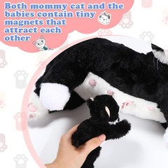 Skylety Nurturing Cat Stuffed Animal with 4 Plush Kittens, Cats Baby Stuffed for