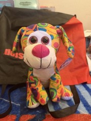 Kellytoy Kuddle Me Toys Multi Color Rainbow Circles Dog Plush Stuffed Animal 12”