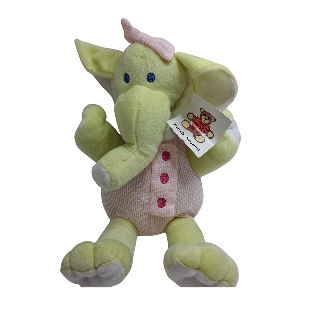 Vintage Plush Appeal Elephant Plush Toy Pink Outfit Stuffed Animal w/ Tag Cute C