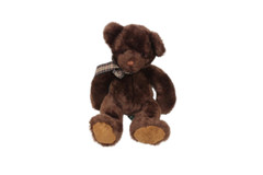 Russ Berrie Espresso Brown Plush Stuffed Teddy Bear With Checks Bow Soft Toy