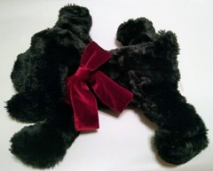 Vintage Chosun Black Puppy Dog Wearing Red Velvet Bow 12″ Floppy Soft