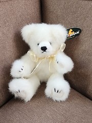 Unipak White Teddy Bear With Bow Jointed Arms And Legs Plush Stuffed Animal