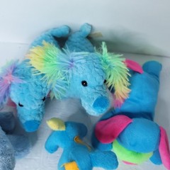 Lot of 5 Blue Florescent Green Puppy Dogs Brown Soft Plush Stuffed Animals Toys