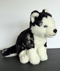 Geoffrey’s Toy Box Toys R Us Black & White Husky Plush 10″ Seated Blue Eyes 2022