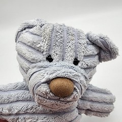Vintage Jellycat Bear Plush Rattle Lovey Stuffed Animal 8″ Baby Blue Corduroy