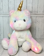 FAO Schwarz Glow Brights Rainbow Kittycorn Interactive Light Up Plush Toy 15”