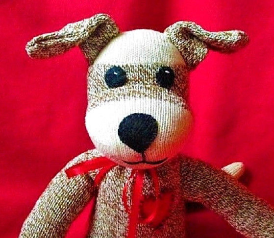 Sock Monkey Puppy Dog Fido the Faithful – Child Safe Felt Eyes Handmade