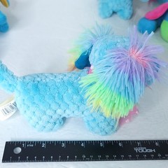 Lot of 5 Blue Florescent Green Puppy Dogs Brown Soft Plush Stuffed Animals Toys