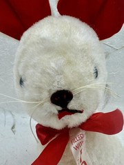 Vintage 1950’s Atlanta Novelty 11” Plush White Red Mouse Mohair & Front Tag RARE