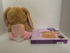 Hallmark Interactive Story Buddy Abigail Pink Bunny Plush w/ 3 Books (TESTED)