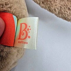 B Softies Teddy Bear Plush Brown Tan Soft Stuffed Animal Blue Paws ’19 Toy