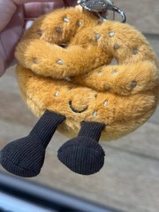 Jellycat Amuseables Pretzel Bag Charm Plush Keychain Brown NWT