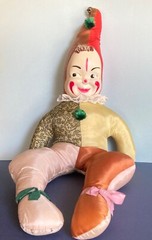 Vintage 1950’s 32 inch Carnival Prize Large Clown Jester Celluloid Face -Yikes!