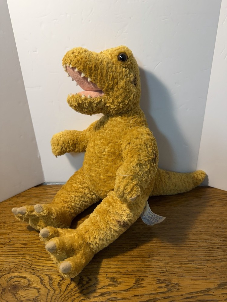 Build A Bear T-Rex Dinosaur Plush 17″ Gold Orange Brown Striped Tyrannosaurus