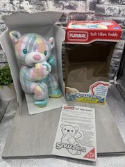 Playskool Snuzzle Bear Vibrating Pastel Plaid Plush Stuffed 5045 NOS