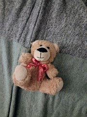 Russell Stover Light Brown Teddy Bear Plush Red Ribbon Mini 4.5 in Pre-owned