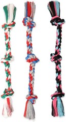 Mammoth Flossy Chews Cottonblend Color 3-Knot Rope Tug, Assorted Colors