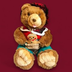 Chosun Gingerbread Cookie Bear Plush Stuffed Animal Christmas Holidays Vtg 16″